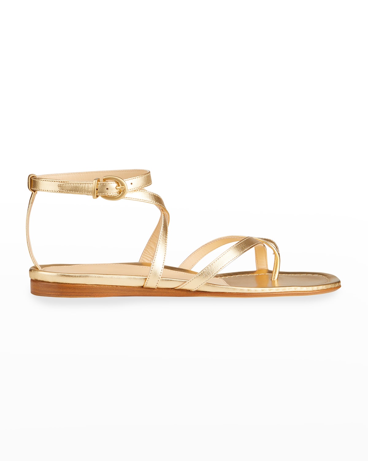 Marion Parke Harvey Calfskin Flat Gladiator Sandals In Gold