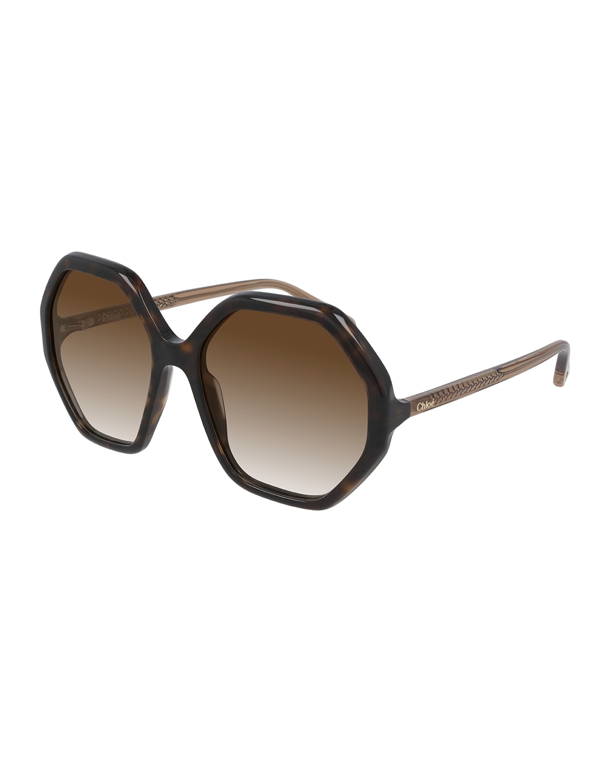 Chloé Oversized Geometric Acetate Sunglasses In Avana Brown