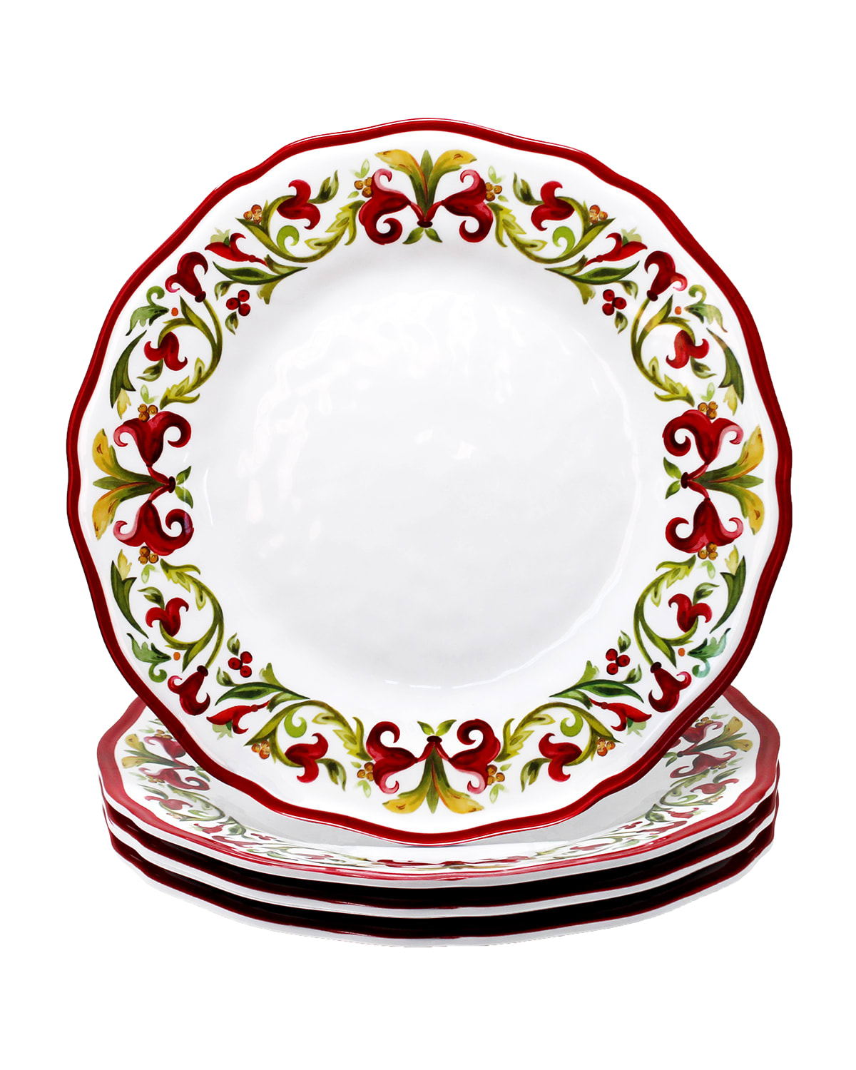 Shop Le Cadeaux Vischio Dinner Plates, Set Of 4 In White Red Green