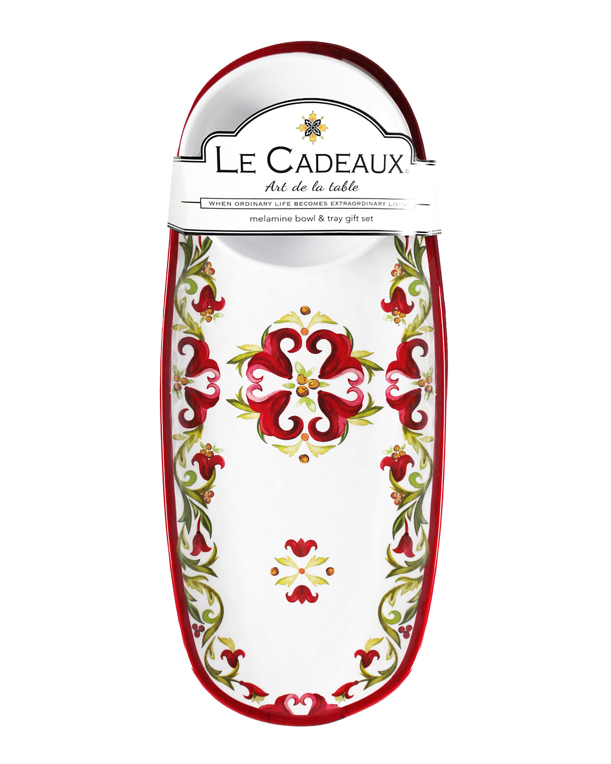 Shop Le Cadeaux Vischio Bowl Tray Gift Set In White Red Green