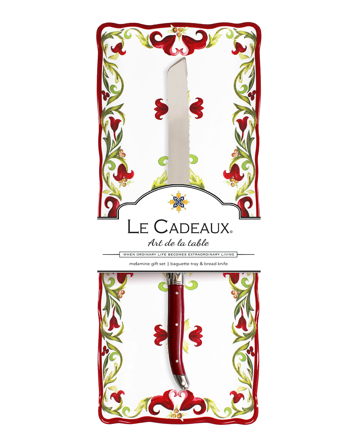 Shop Le Cadeaux Vischio Baguette Tray Gift Set In White Red Green