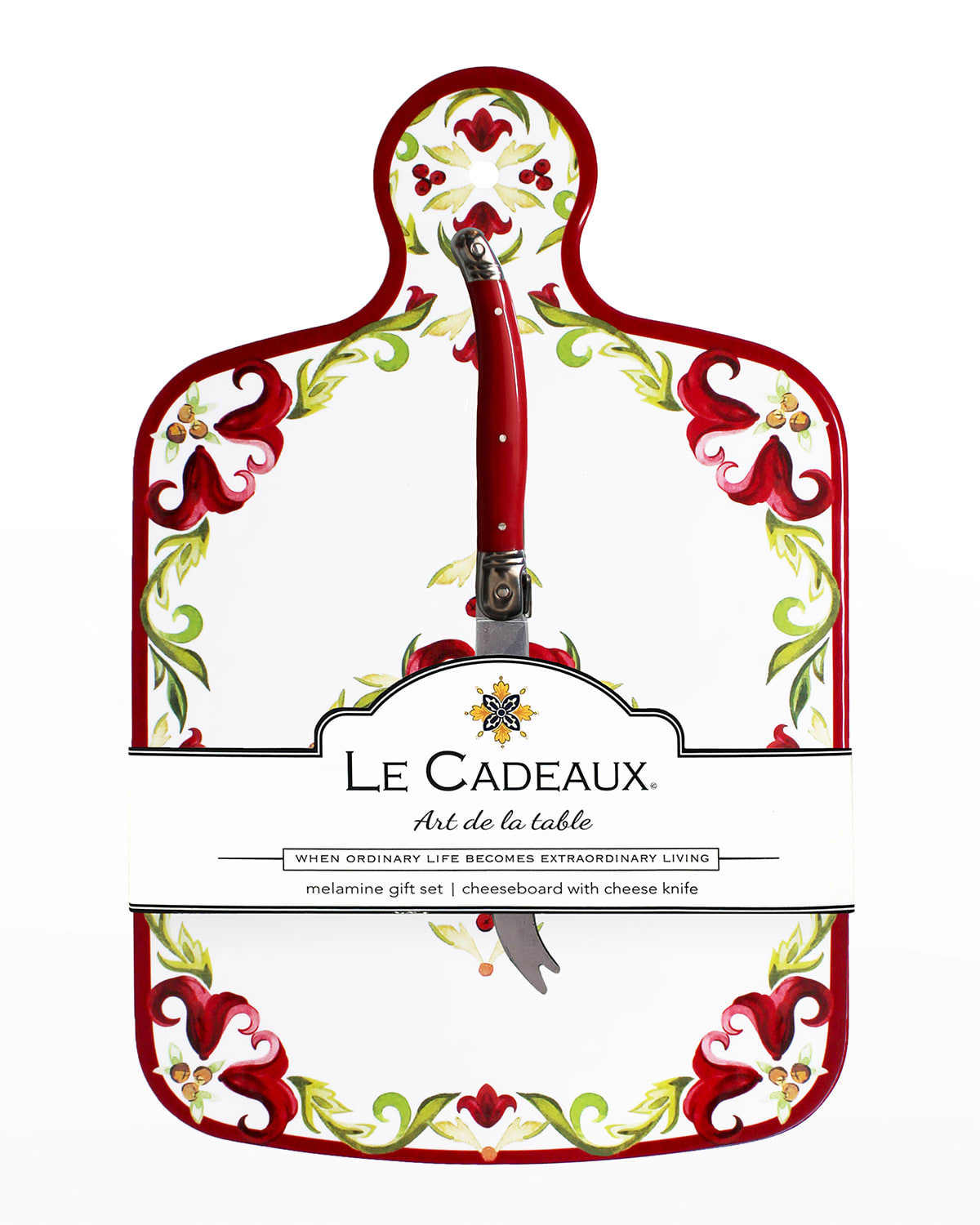Shop Le Cadeaux Vischio Cheeseboard Gift Set In White Red Green