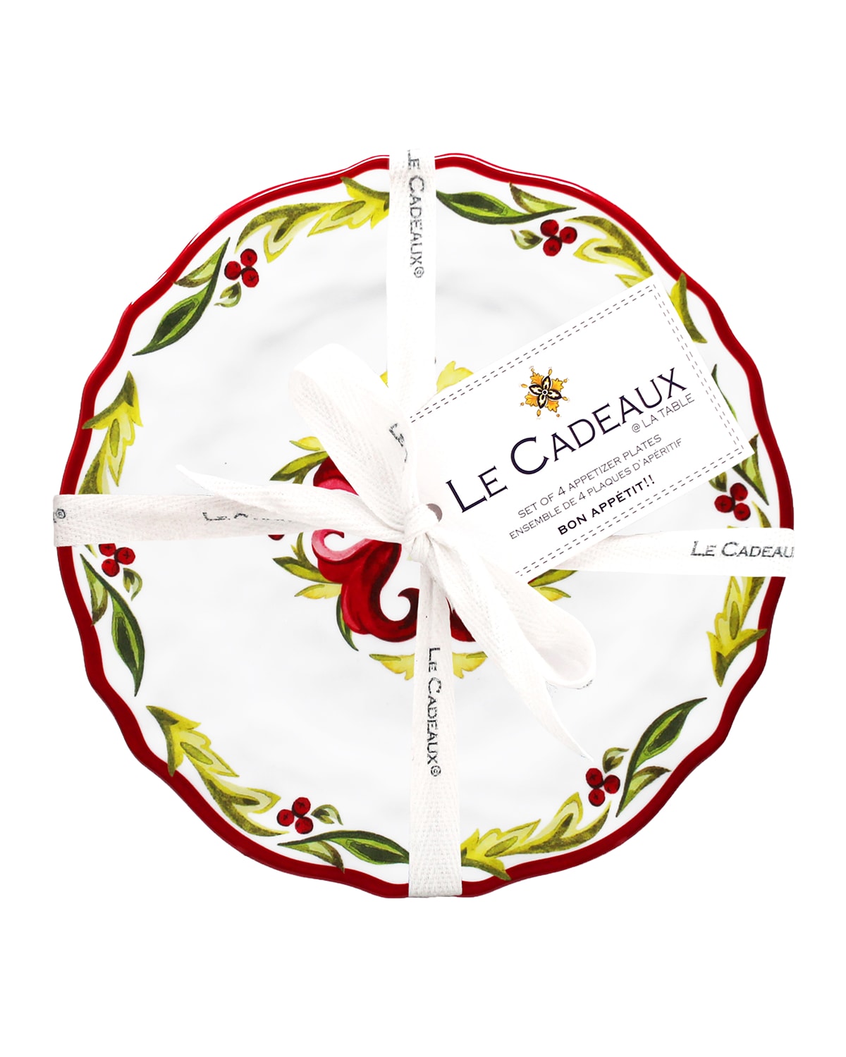 Shop Le Cadeaux Vischio Appetizer Plates, Set Of Four In White Red Green