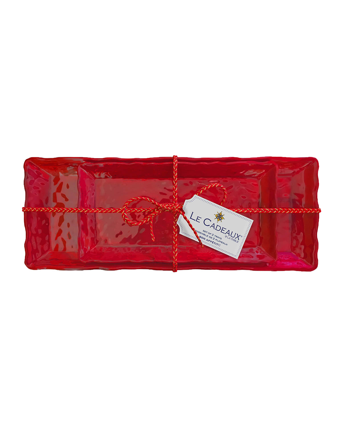 Shop Le Cadeaux Biscuit And Baguette Tray Gift Set In Garnet