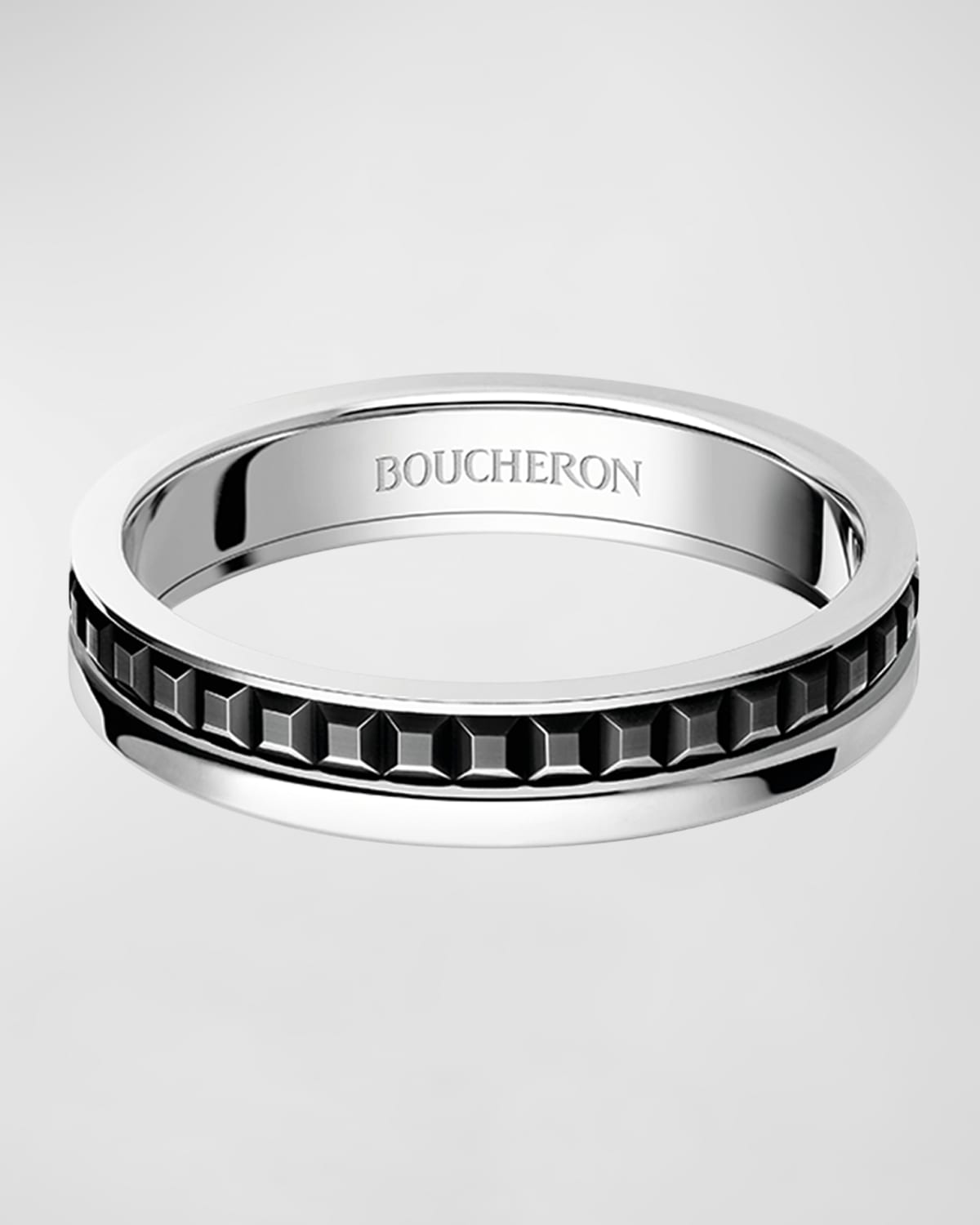 Boucheron Black and White Gold Quatre Follies Band Ring, Size 53