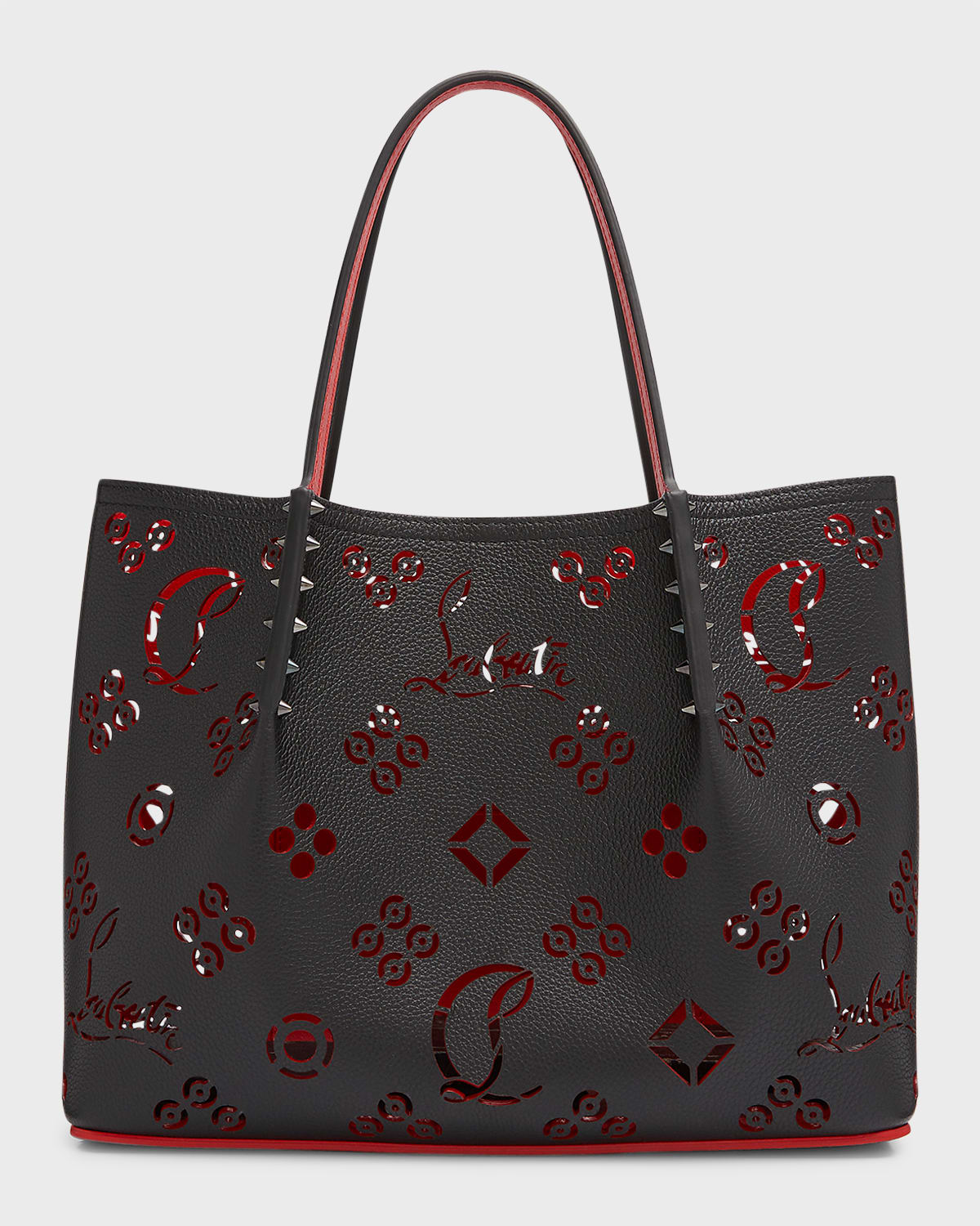 Christian Louboutin Small Cabarock Loubinthesky Perforated Leather Tote In Black