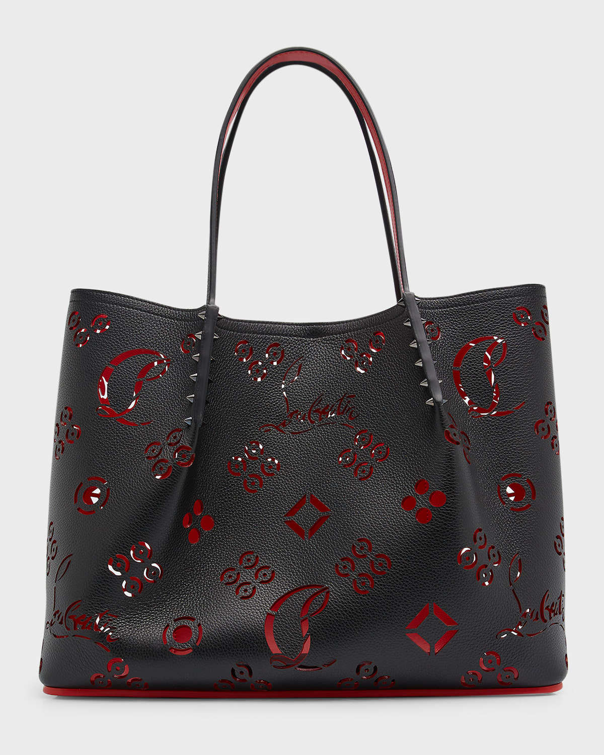 Christian Louboutin Cabarock Large Loubinthesky Perforated Tote Bag In Black