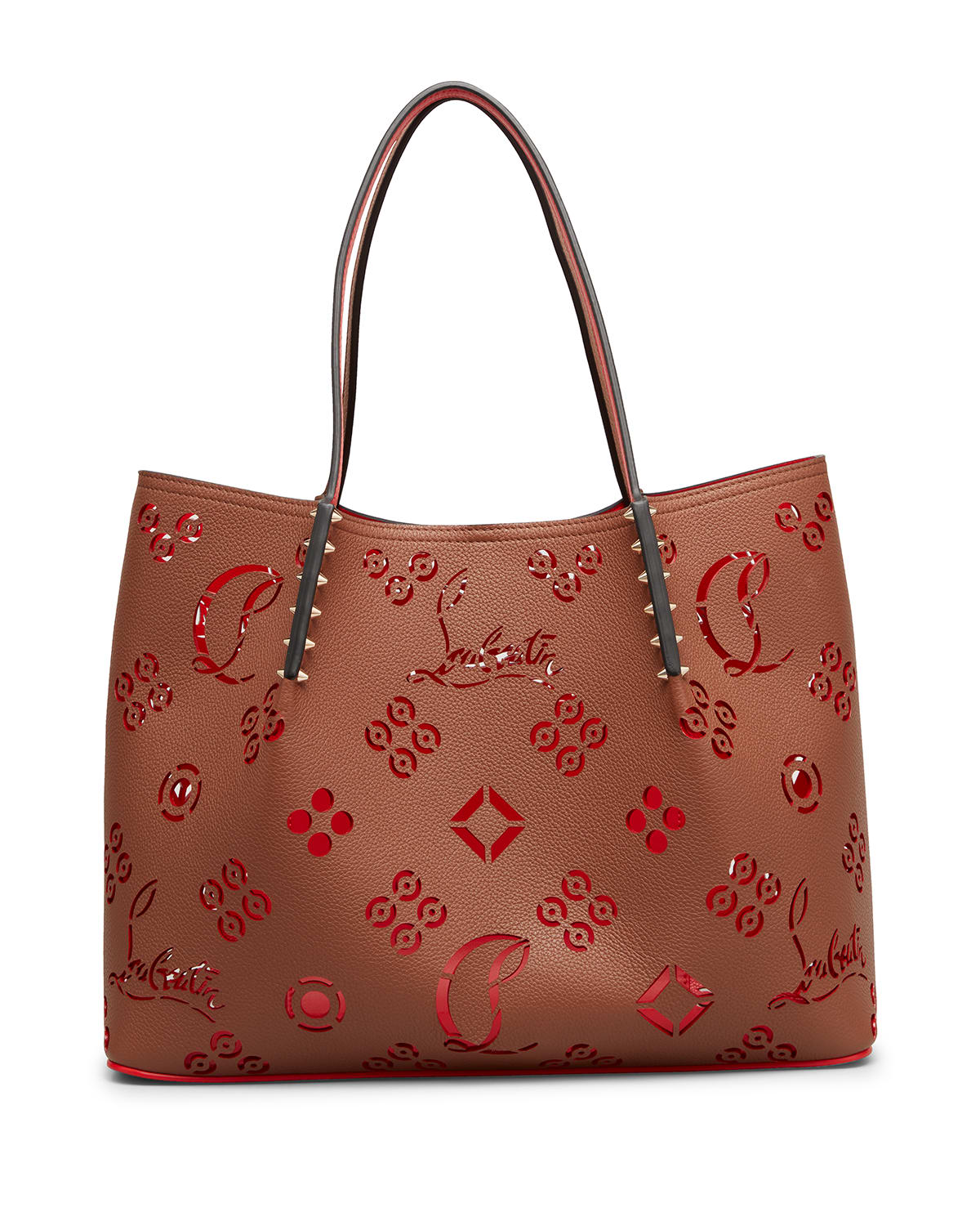 Christian Louboutin Cabarock Large Loubinthesky Perforated Tote Bag In F504 Biscotto