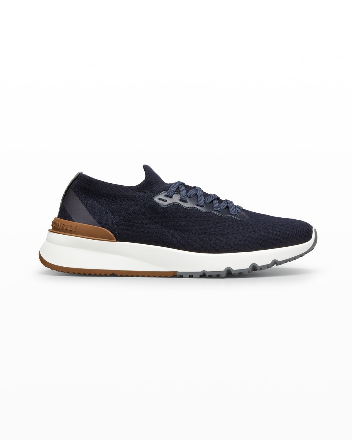 Brunello Cucinelli Men's Active Knit Trainer Sneakers In Blue