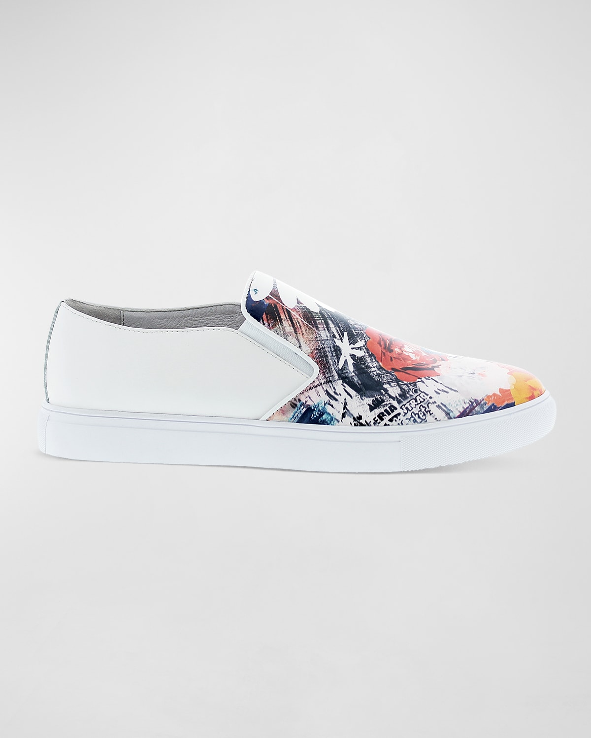 Men's Buddy Floral-Print Leather Slip-On Sneakers