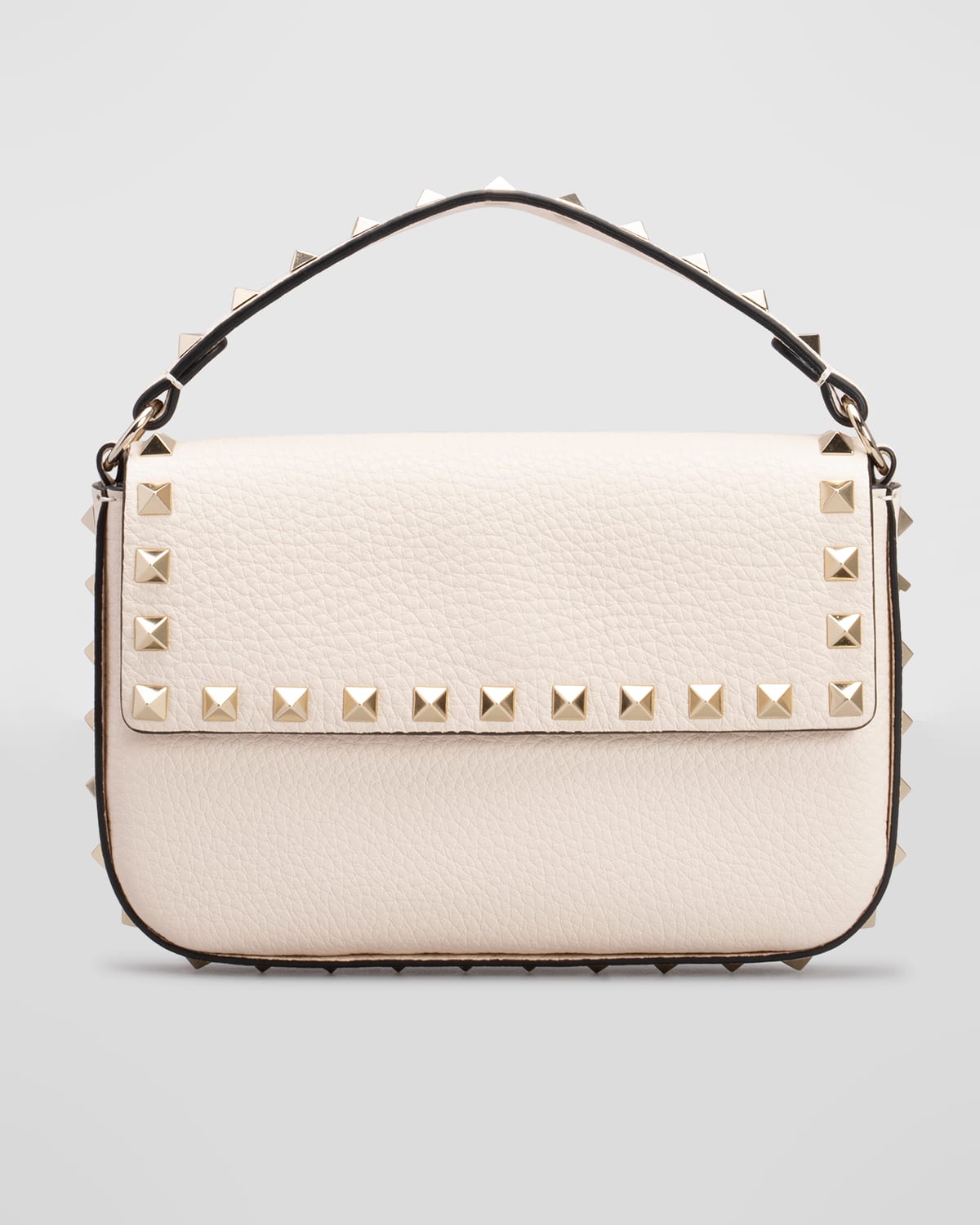 Valentino Garavani Rockstud Top Handle Shoulder Bag In Light Ivory