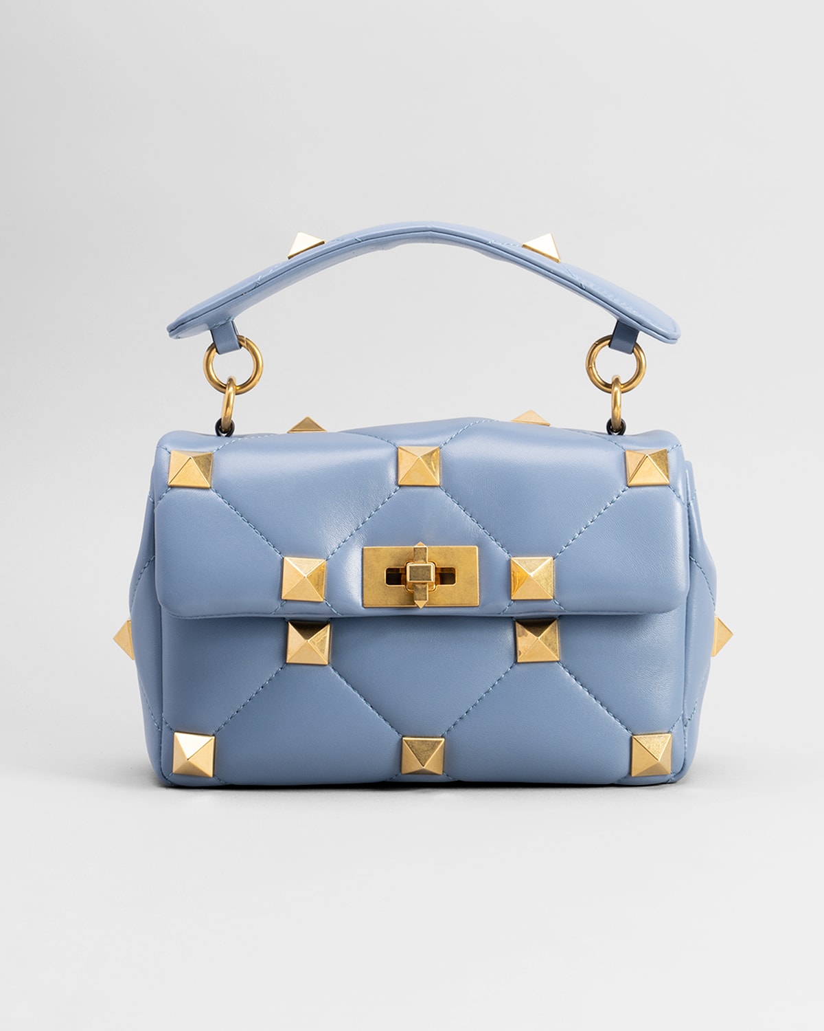 Valentino Roman Stud Medium Quilted Chain Shoulder Bag In Niagara