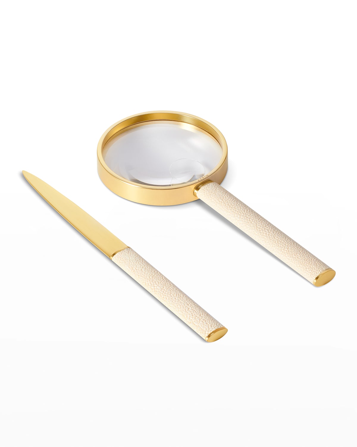 Shop Aerin Shagreen Magnifying Glass And Letter Opener Set In Beige/khaki