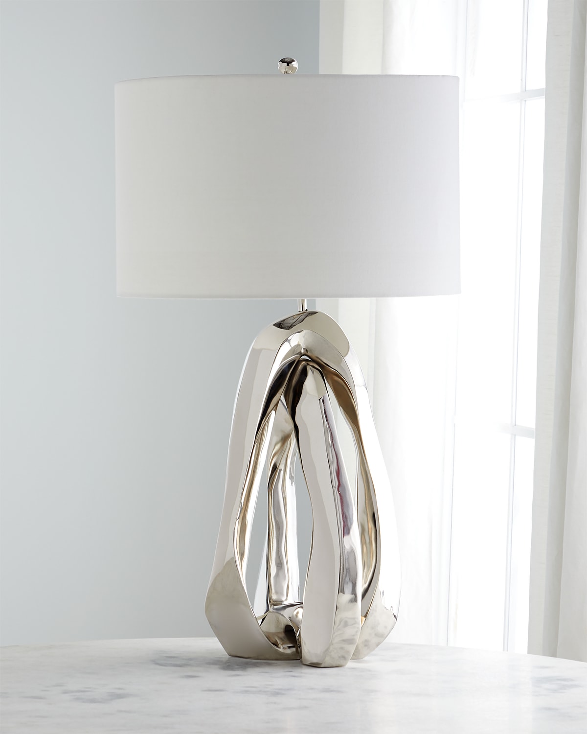 Shop John-richard Collection Amorphic Table Lamp In Silver