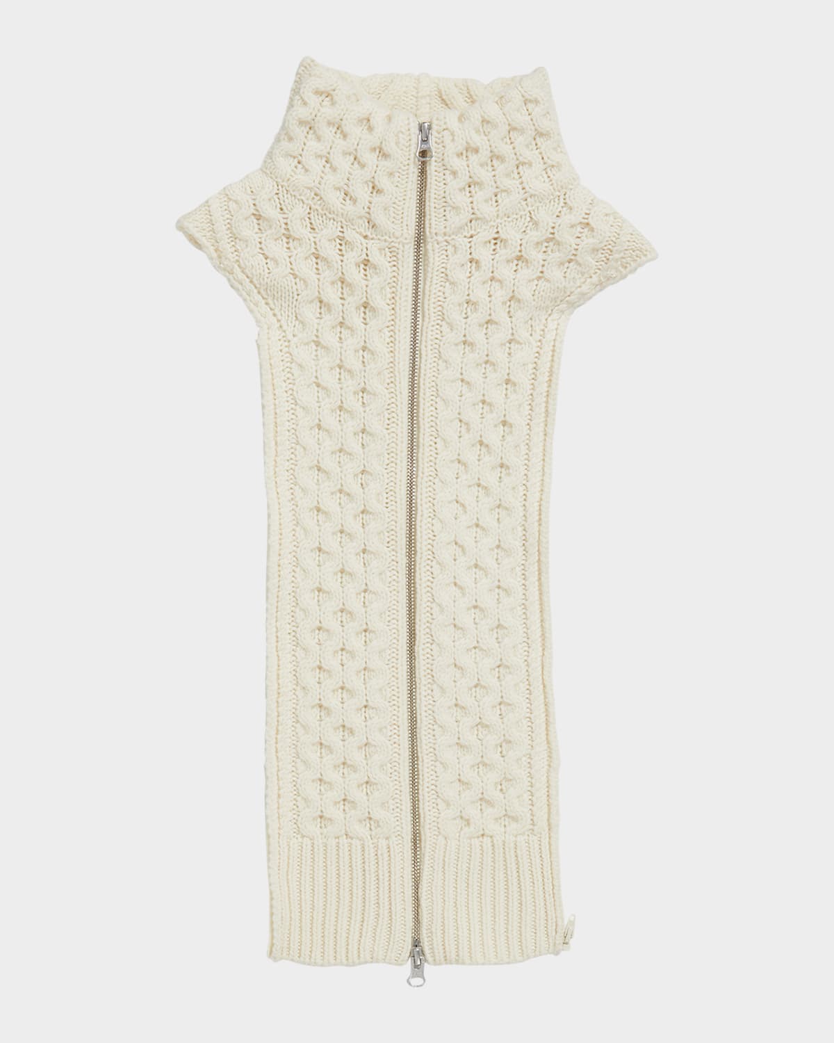 Veronica Beard Cable-knit Zip-front Top In Ivory