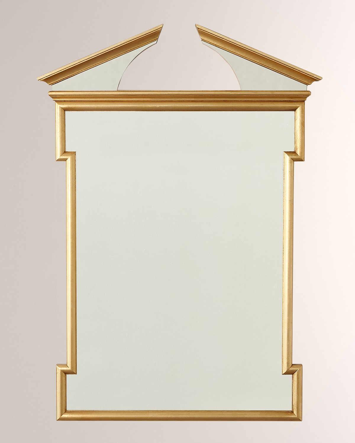 Global Views Broken Pediment Gold Leaf Mirror In Gold