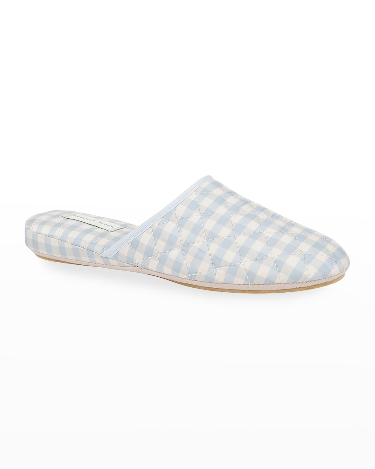 PATRICIA GREEN SARI SILK GINGHAM SLIPPERS,PROD238850274