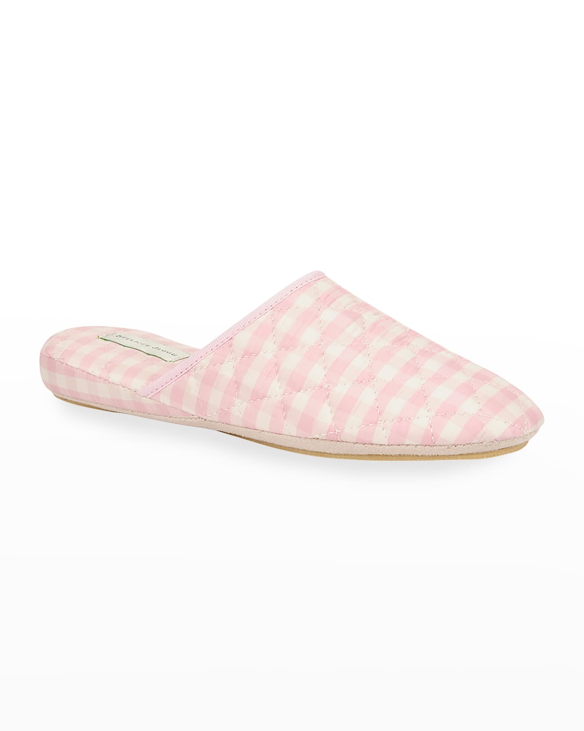 Patricia Green Sari Silk Gingham Slippers In Pink
