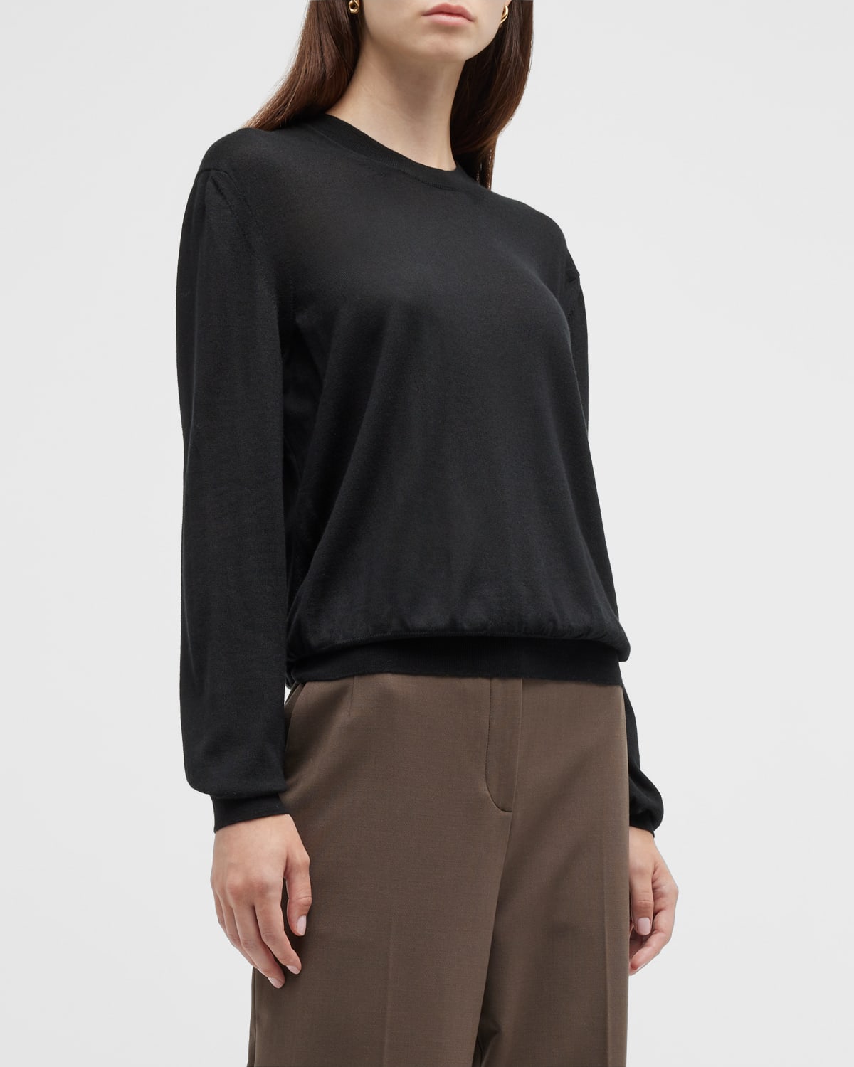 The Row Islington Long-sleeve Cashmere Top In Black