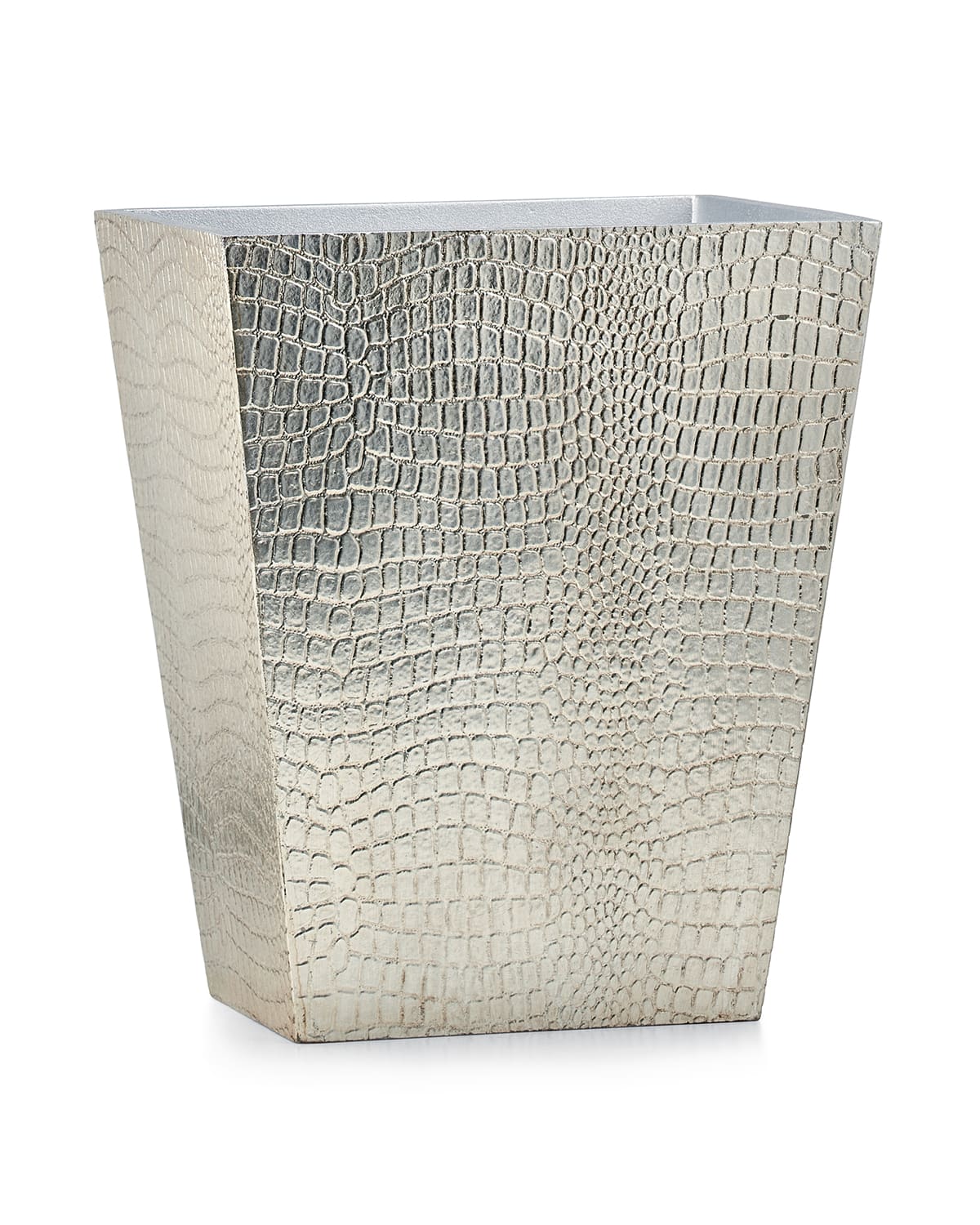 Labrazel Crocodile Silver Waste Basket In Antique Silver