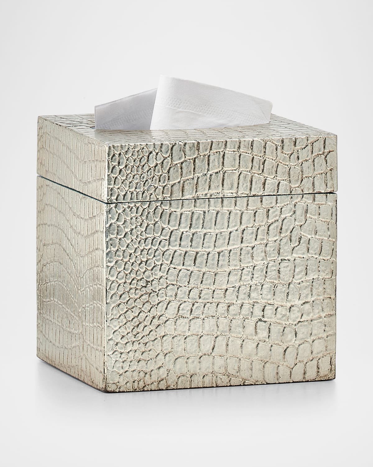 Labrazel Crocodile Silver Tissue Cover In Antique Silver