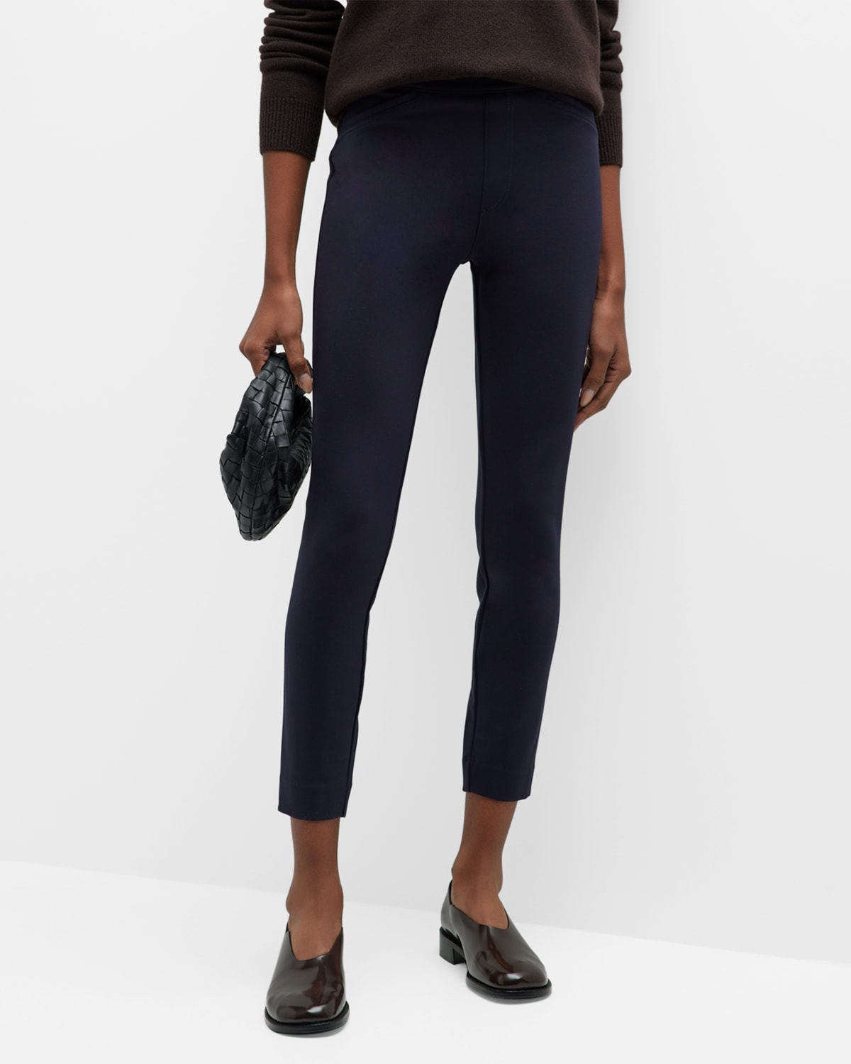 Spanx The Perfect Petite Black Pant Cropped Flare Pants In Classic Navy