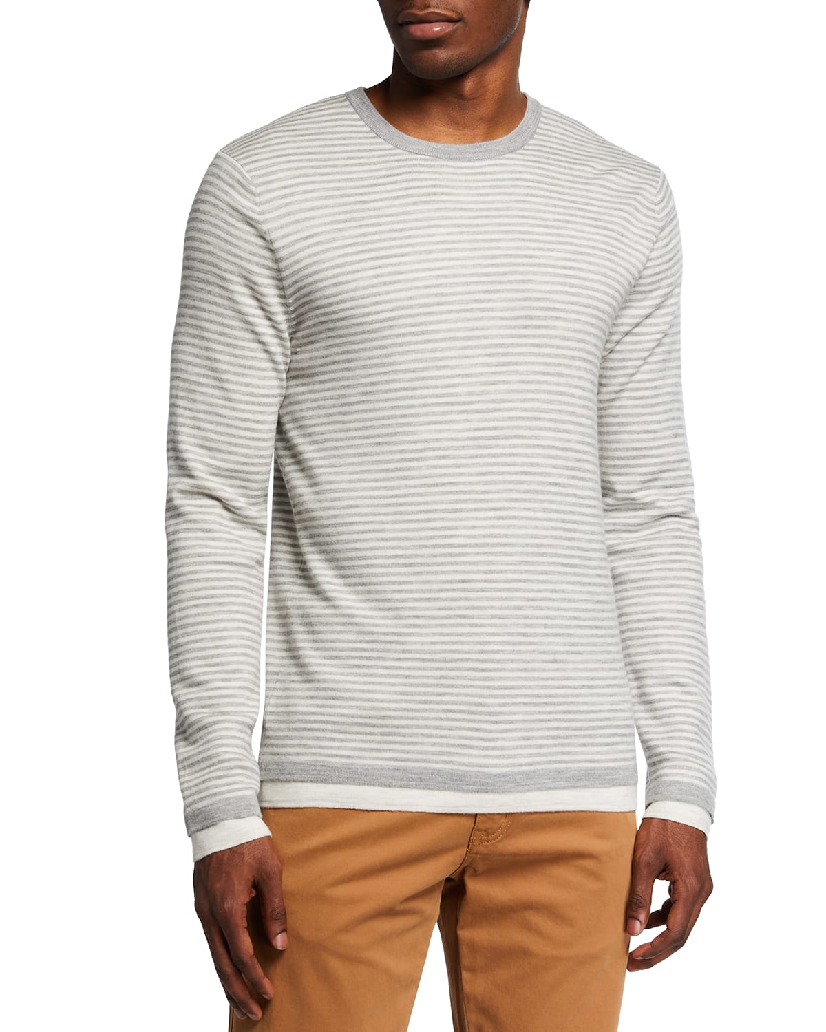 Vince Men's Double-Layer Striped Wool Sweater