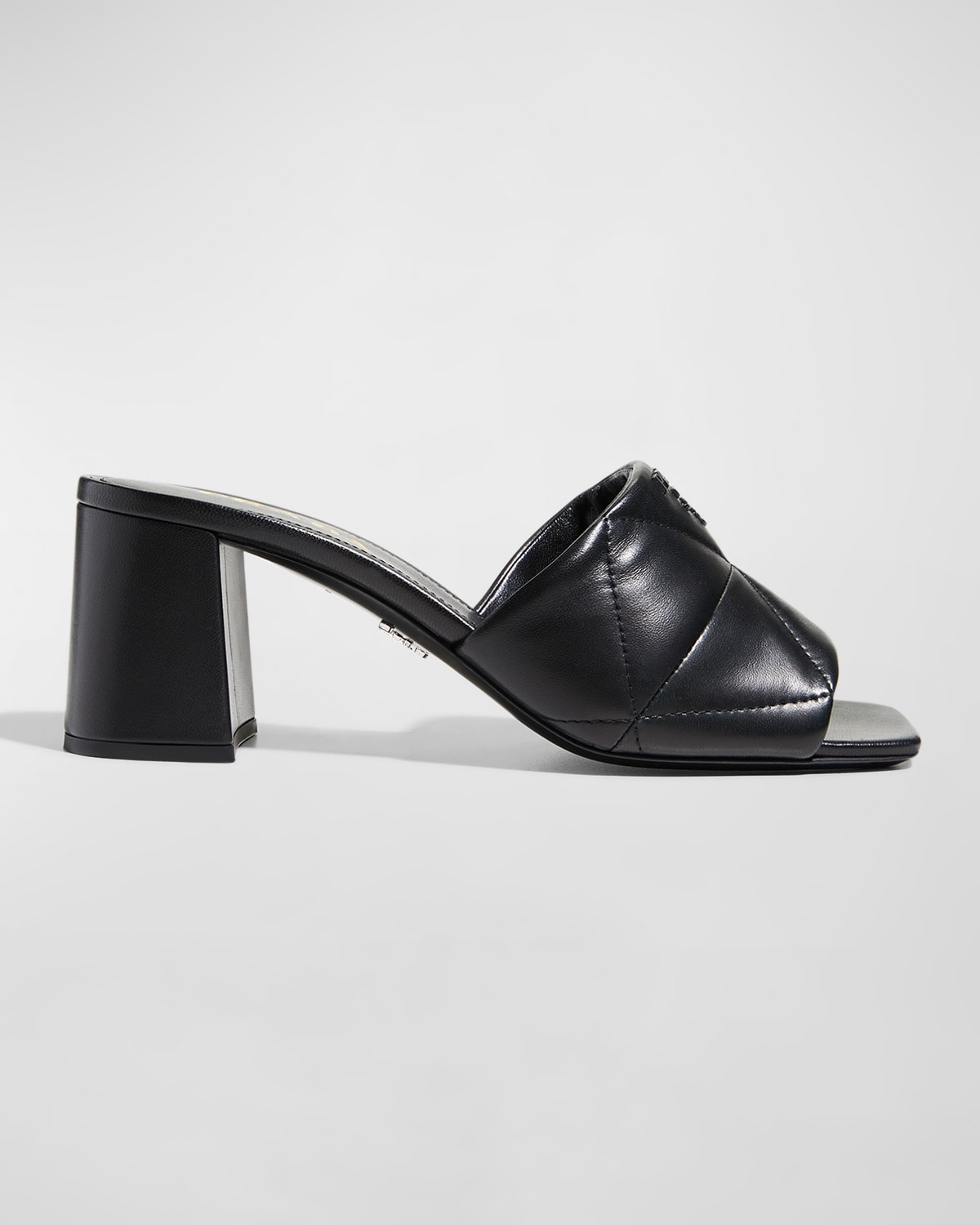 65mm Quilted Leather Block-Heel Slide Sandals