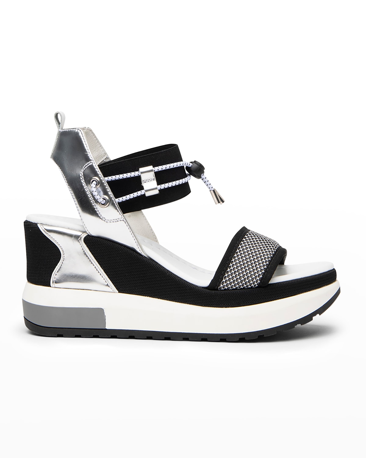 Nerogiardini Bungee Comfort Wedge Sporty Sandals In Black