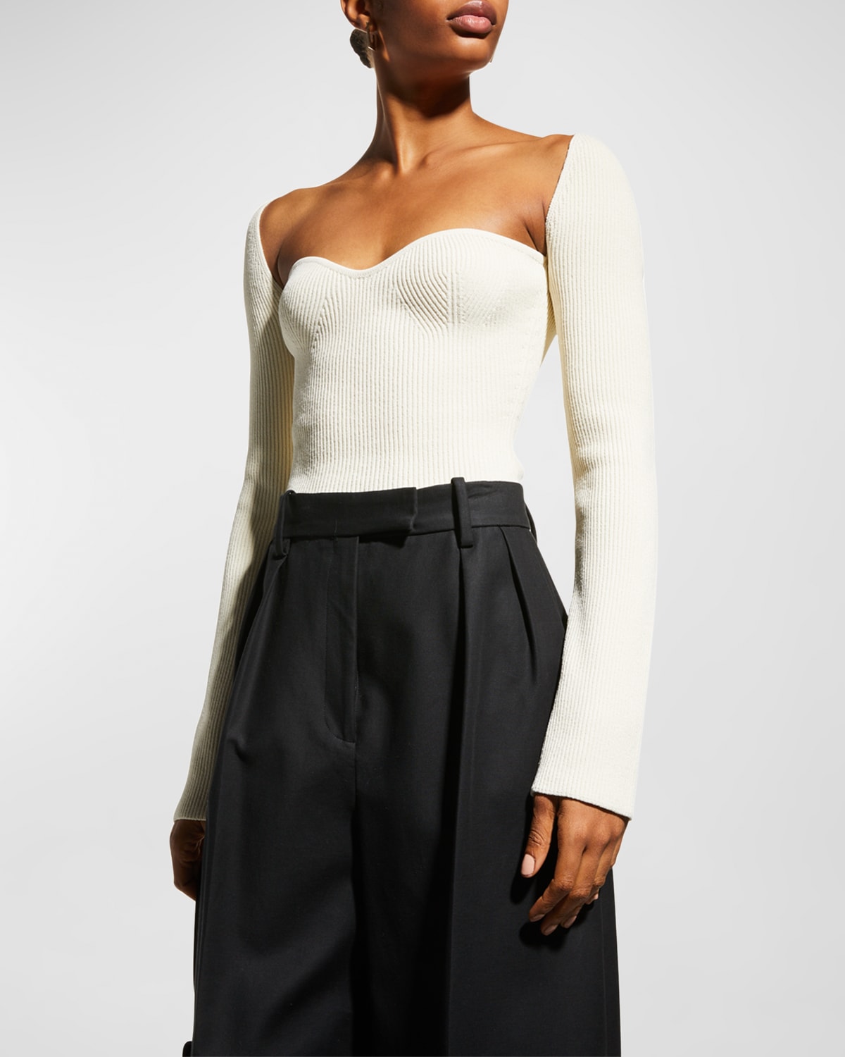 Khaite Maddy Notched Ribbed-Knit Top | Smart Closet