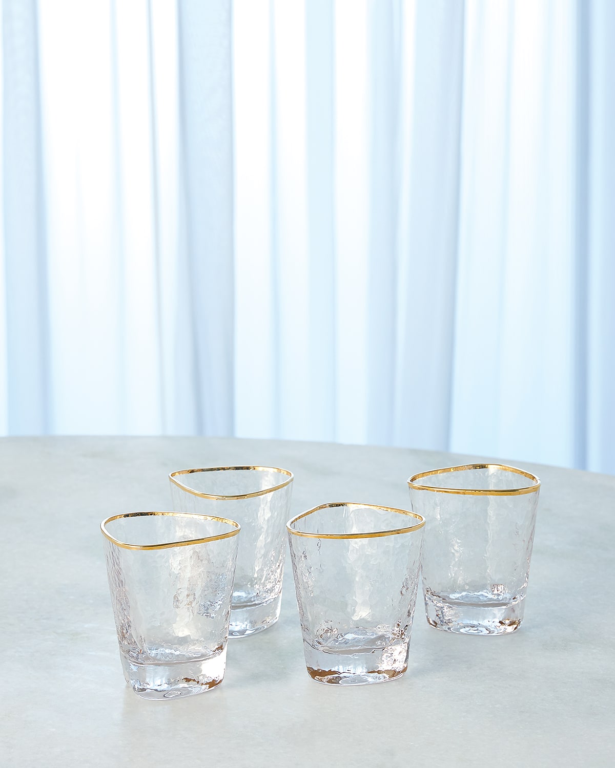 High Ball Glass with Gold Rim, Set of 4