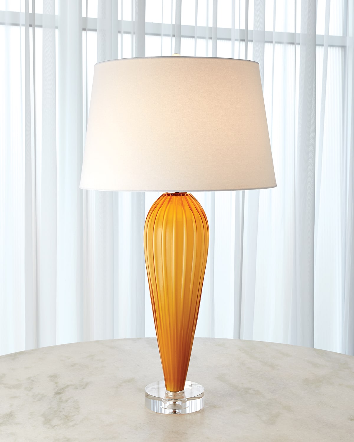 Shop Global Views Teardrop Glass Lamp In Amber