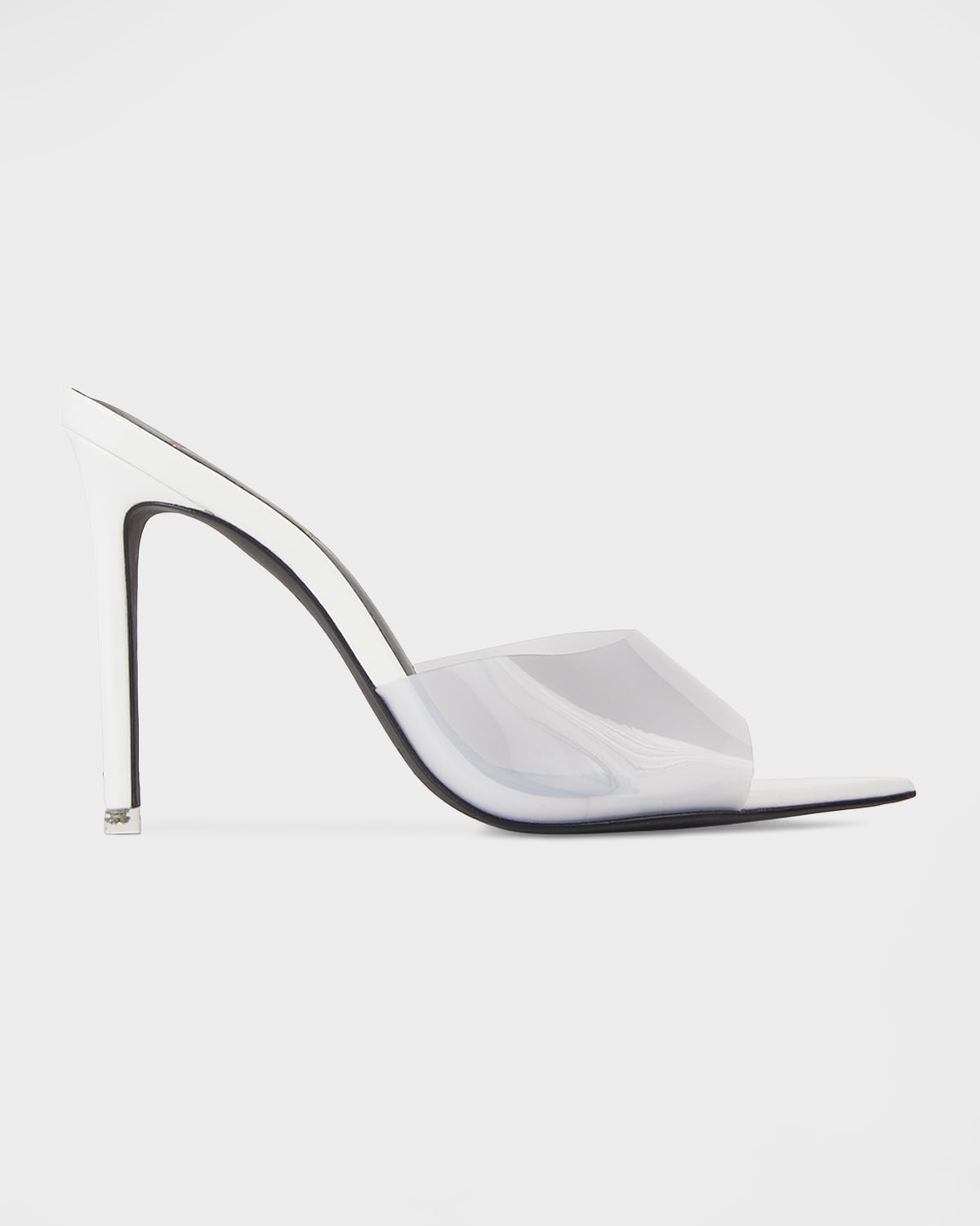 Black Suede Studio Bella Snake-print Stiletto Slide High-heel Sandals In White Leather