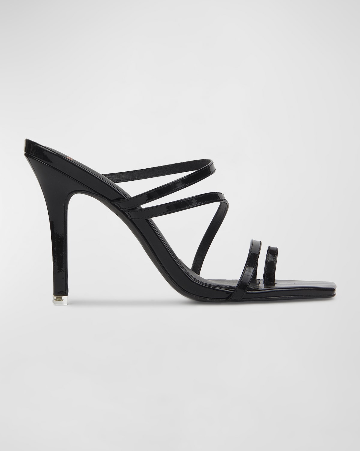 Black Suede Studio Cindy Strappy Stiletto Slide Sandals In Black Patent