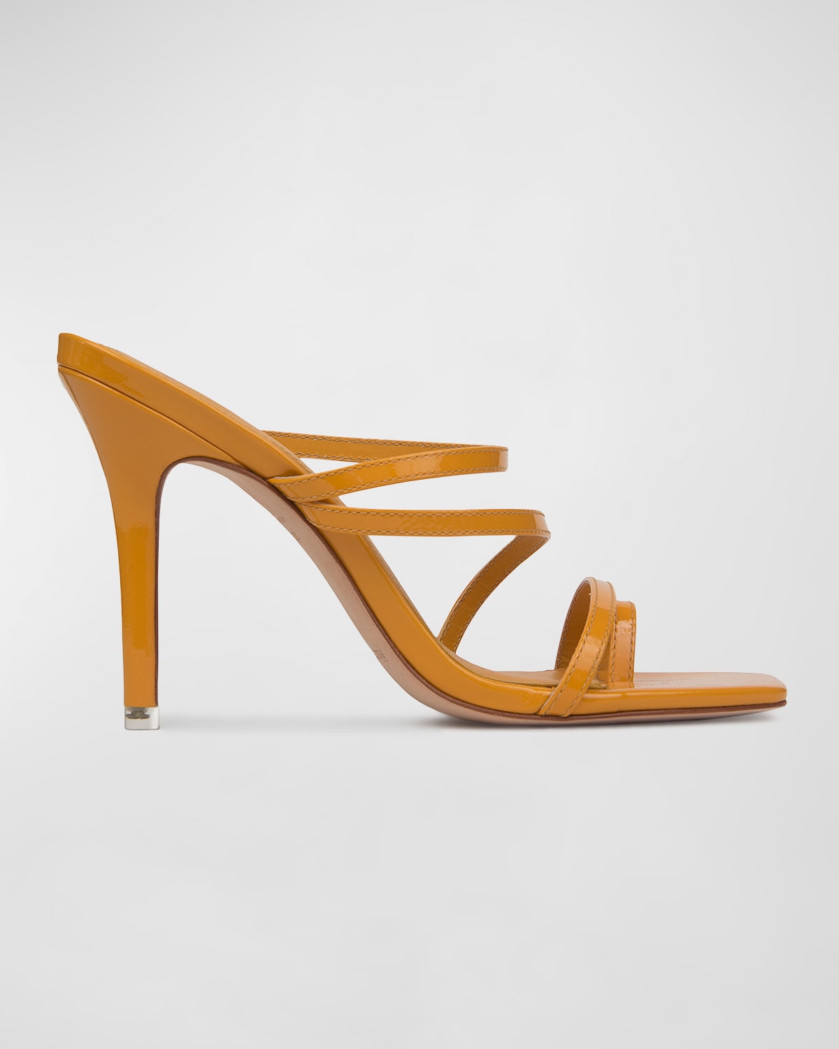 Black Suede Studio Cindy Strappy Stiletto Slide Sandals In Butterscotch Pat