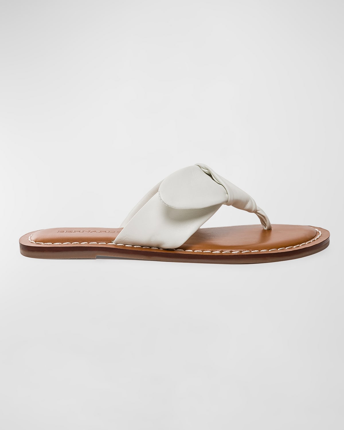 Bernardo Lillian Padded Bow Thong Flat Sandals In White