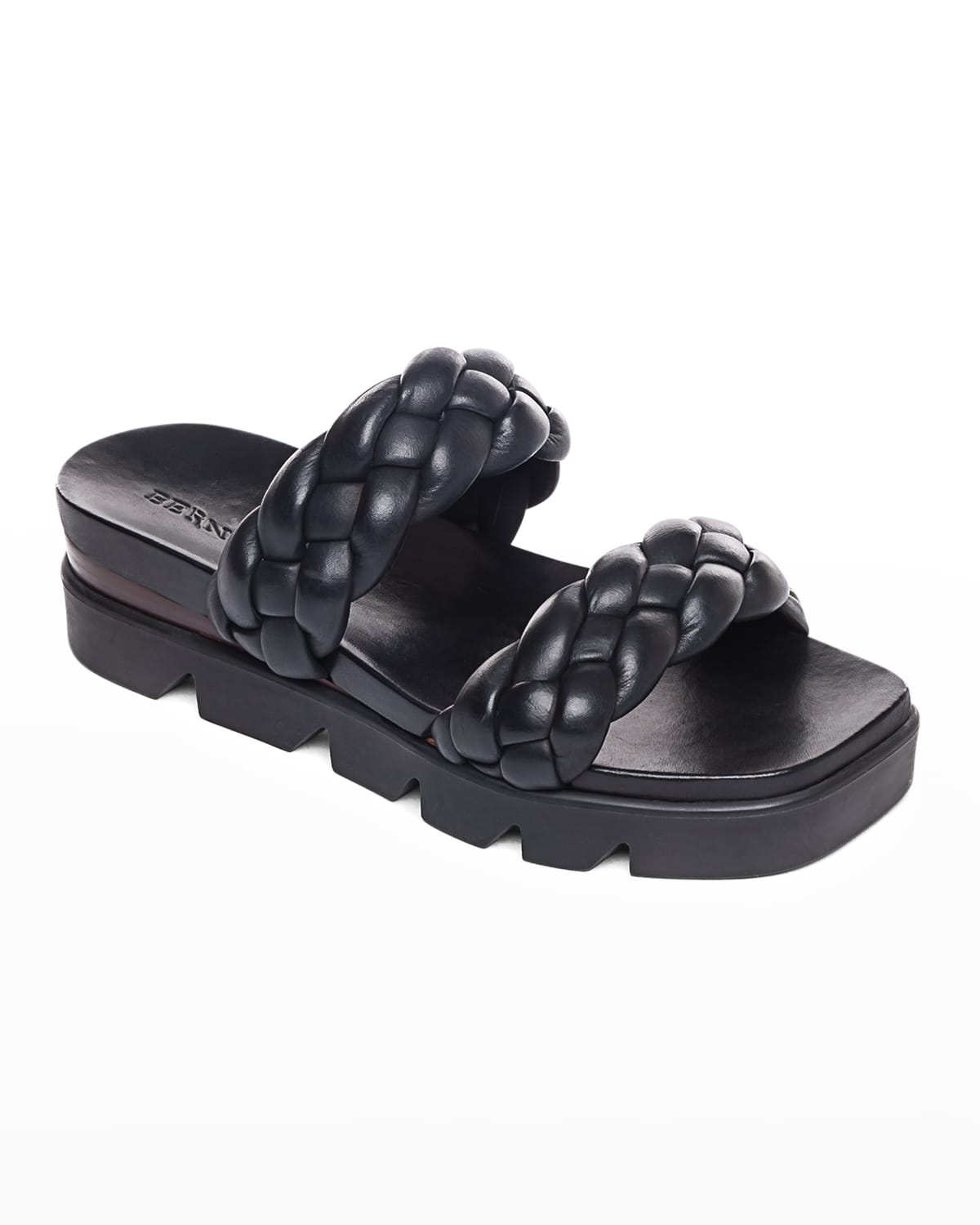 Bernardo Braided Leather Flatform Slide Sandals