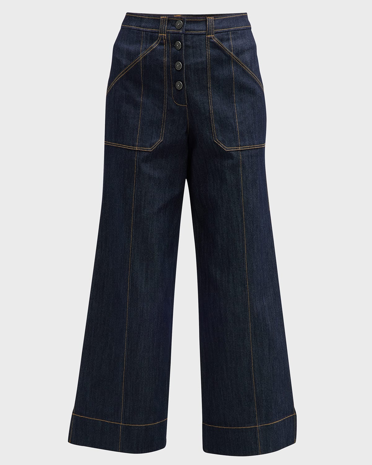 Sallie Piped Cropped Bootcut Denim Pants
