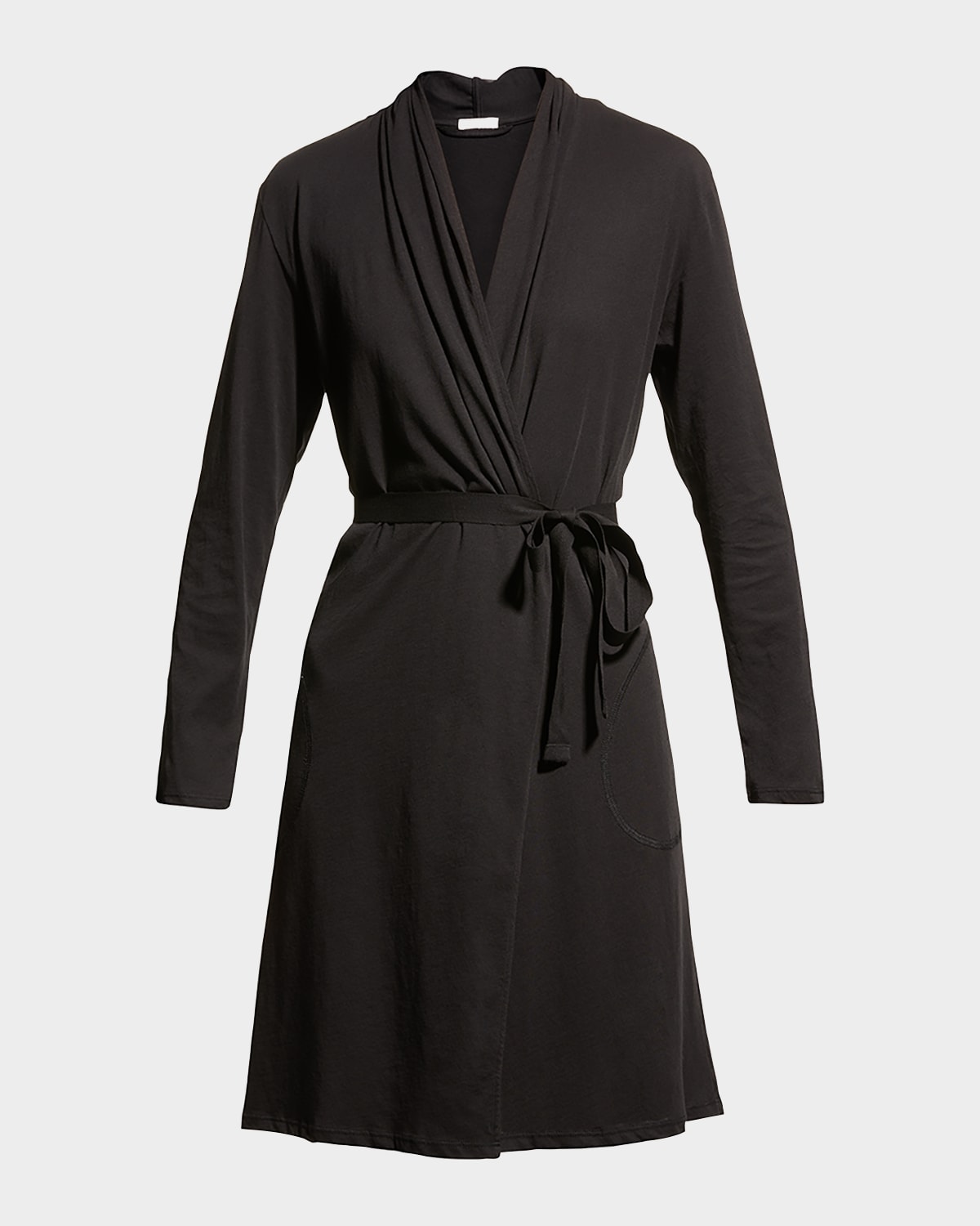 Skin Double-layer Pima Cotton-jersey Wrap Robe In Black