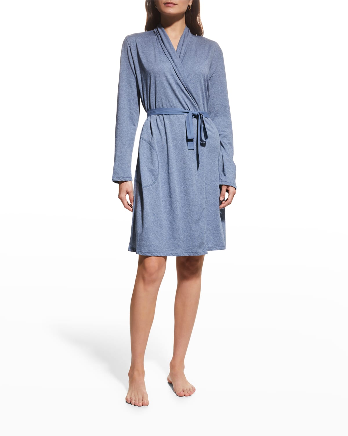 Skin Coleen Pima Cotton Jersey Dressing Gown In Celestial Heather