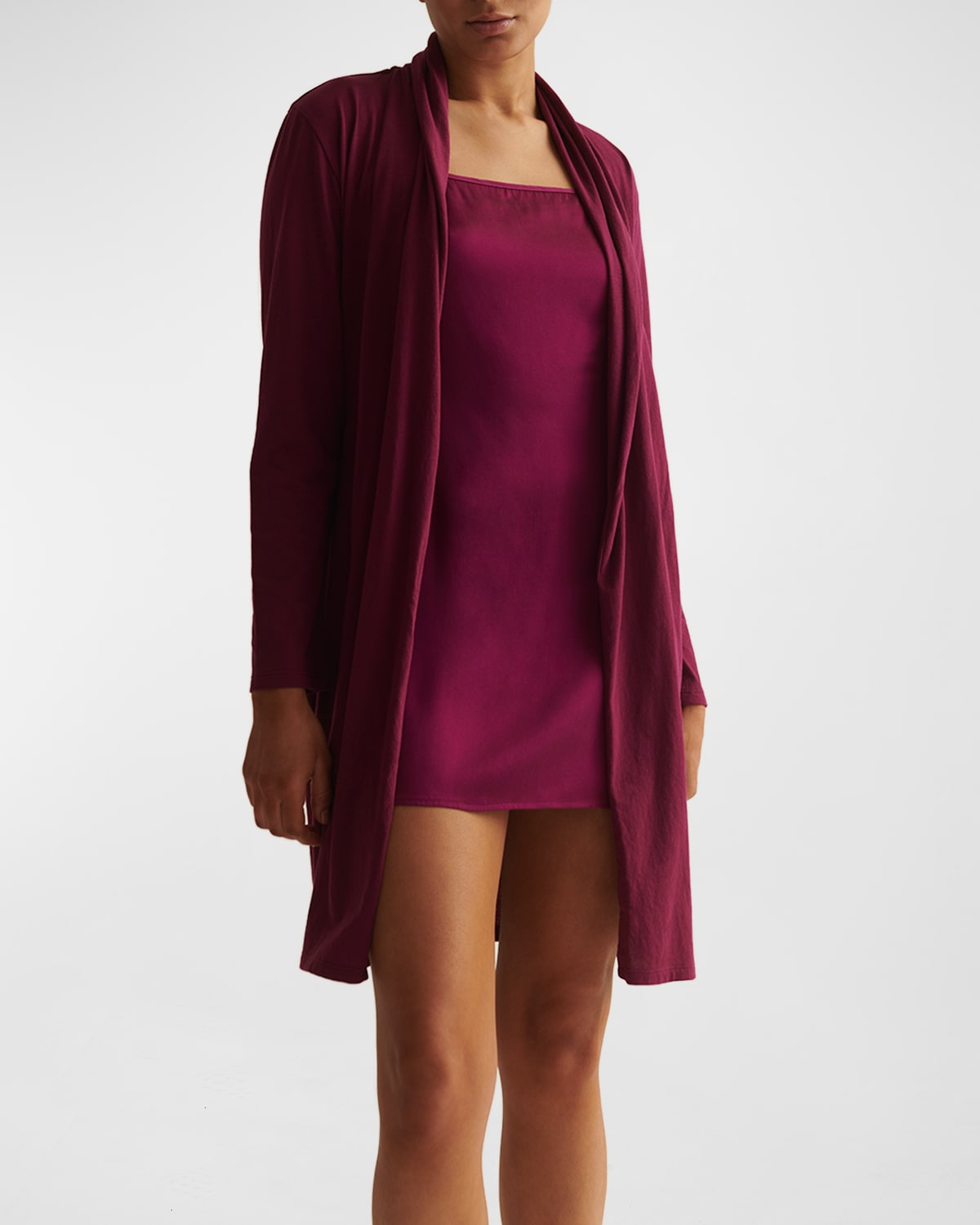 Skin Coleen Pima Cotton Jersey Robe In Wld Orchid