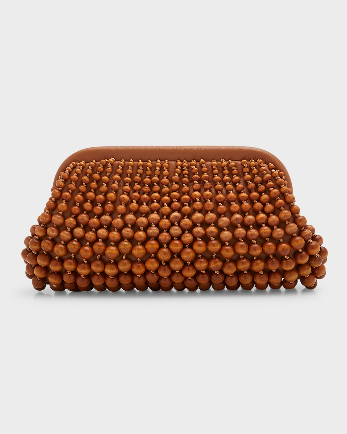 Nia Wooden Beaded Clutch Bag, Chestnut