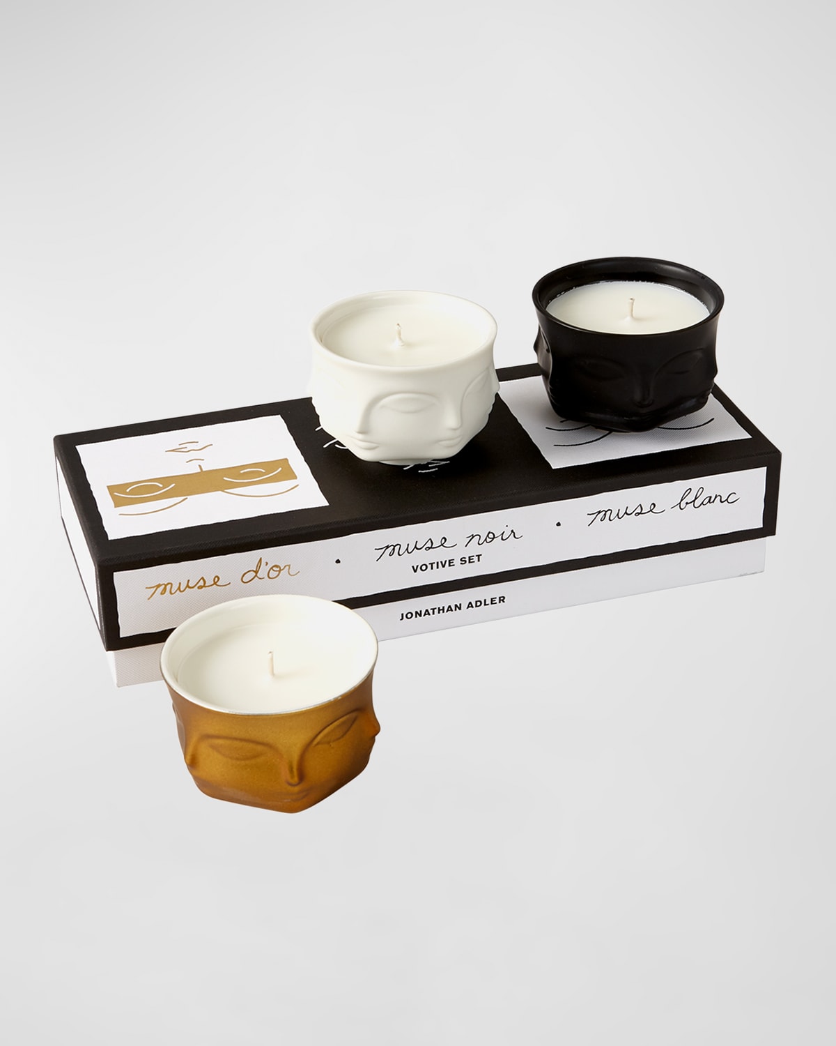 Jonathan Adler Muse 3-piece Votive Candle Set In Multi