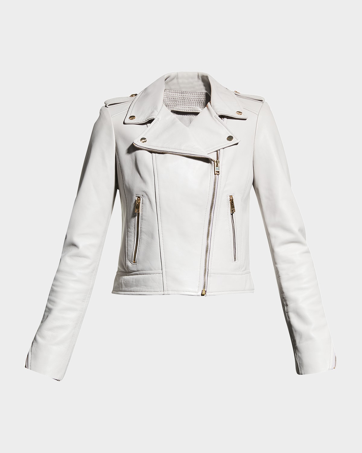 Lamarque Donna Leather Biker Jacket In Orchid Pink