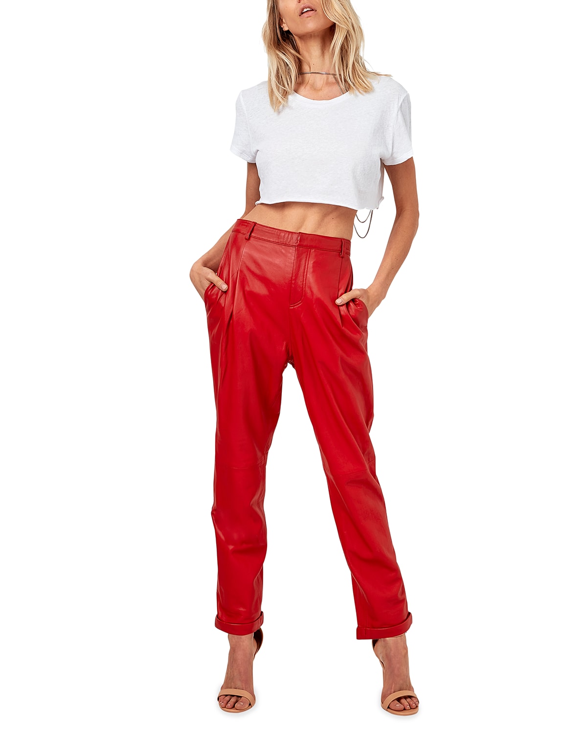 The Denise Recycled Leather Ankle Trousers