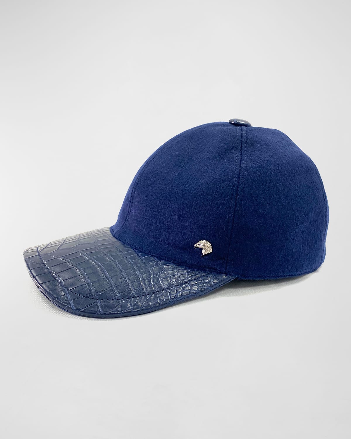 Stefano Ricci Men's Eagle Baseball Hat W/ Croc Leather In Blue