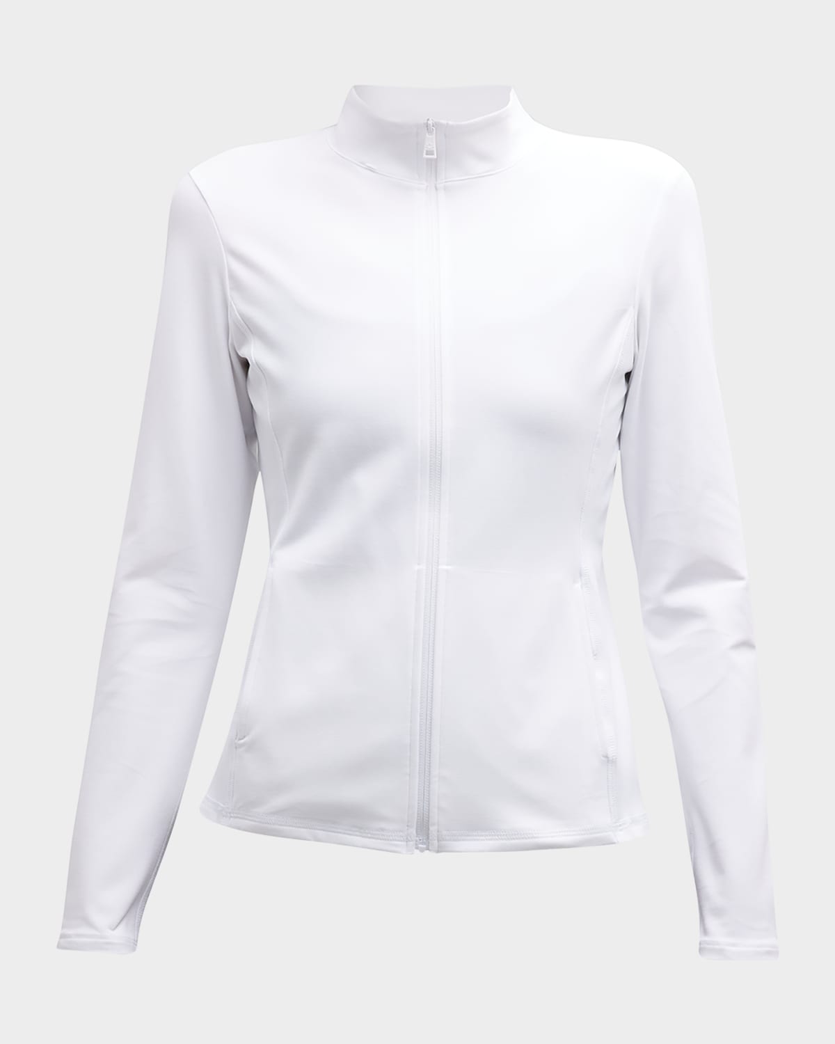 Women's Life Time Beyond Yoga Spacedye On the Go Mock Neck Jacket - Cloud  White