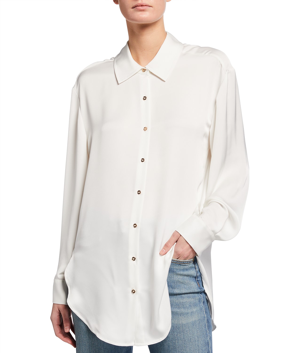 Ramy Brook Kolby Oversized Button-down Shirt In White