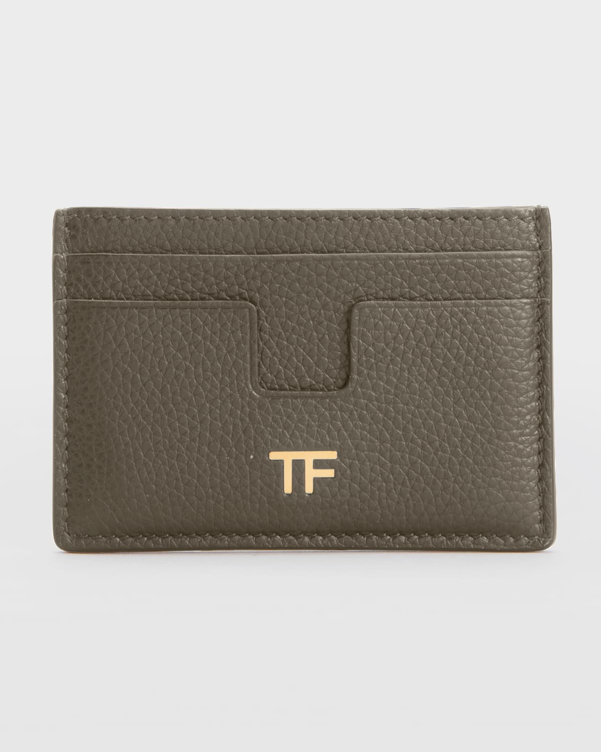 Tom Ford Tf Card Holder In Grained Leather In Graphite
