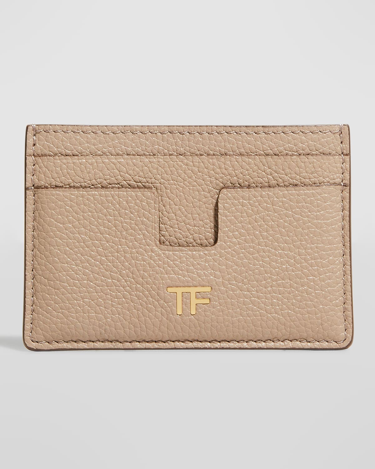 Tom Ford Classic Tf Leather Card Case In Silk Taupe